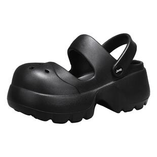 JEEP洞洞鞋女款夏季外穿2026新款玛丽珍拖鞋女夏黑色厚底增高凉鞋