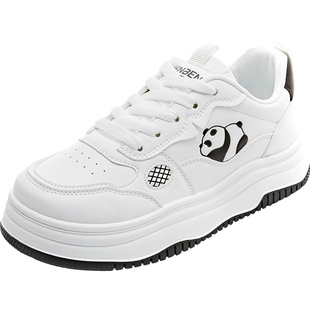 人本熊猫小白鞋女2026新款春款板鞋百搭女款休闲爆款鞋子厚底女鞋