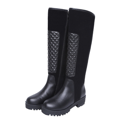 大牌牛皮胖mm粗腿41码高筒女靴