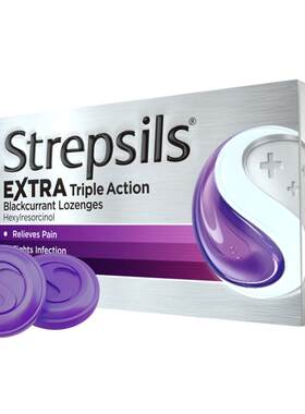 Strepsils使立消MAX特效版润喉糖舒缓咽喉肿痛宝娟嗓小刀嗓黑加仑