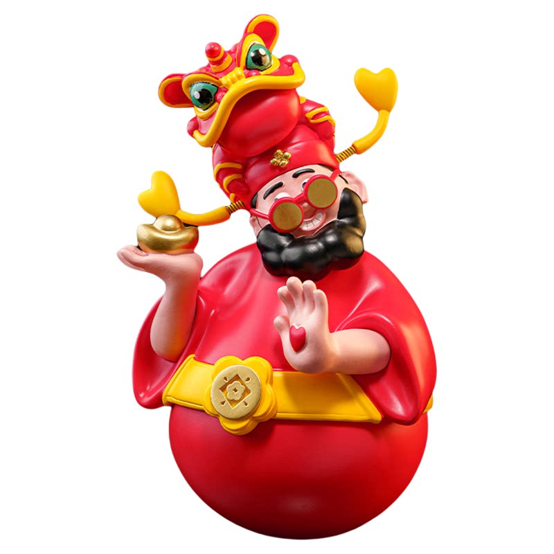 IP四喜财神爷醒狮摆件开业礼物