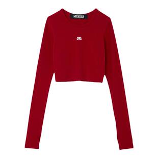 【MICHI X SLY】新品甜辣风圆领短款修身长袖T恤女030HSA01-1400