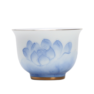 青花手绘茶杯大号主人杯功夫茶具个人喝茶杯子大容量茶碗高档礼盒