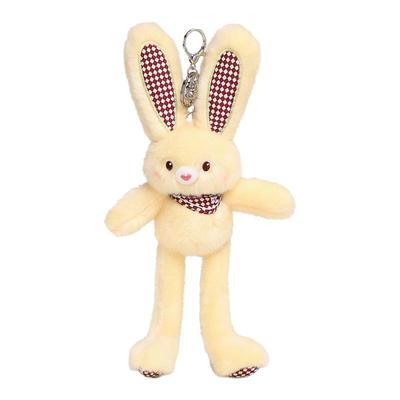 棕色长耳朵抽拉耳兔小女孩包挂件
