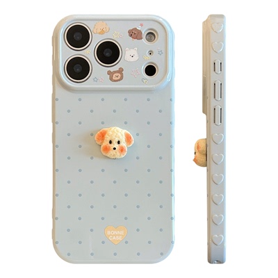 毛绒小狗立体适用于iphone17promax手机壳苹果16彩色15plus卡通可爱15/14pro防摔13/12promaxTPU软11保护套17
