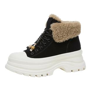 金利来女鞋2025冬季新款加绒保暖雪地靴厚底增高翻毛皮户外休闲靴