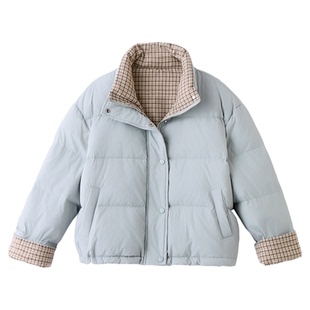 黑色复古格子拼接羽绒服女俏皮减龄2025冬新款超好看加厚保暖外套