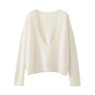 POPCHRIO复古深U领叠穿针织衫