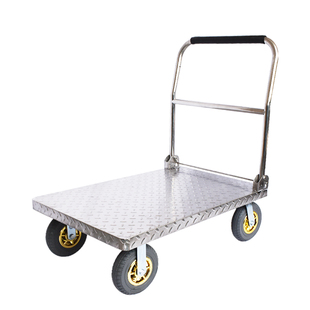 不锈钢平板车手推车搬运车推货车轻音折叠小推车拉货车拖车小拉车