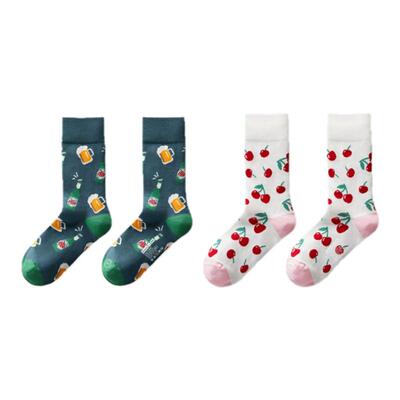 蕉内520C超级市场主题长筒袜情侣送礼ins潮袜棉吸汗防臭长袜夏2双