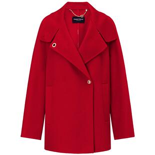 【100纯羊毛】FF仿佛毛呢女2025冬季新款中长款红色呢子大衣外套