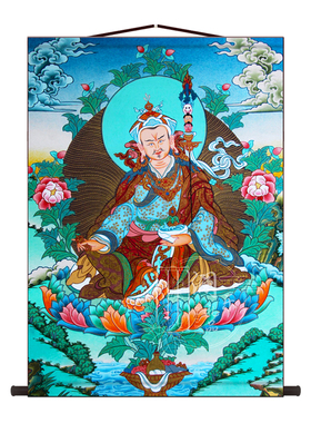 莲花生大士唐卡智慧慈悲玄关挂画