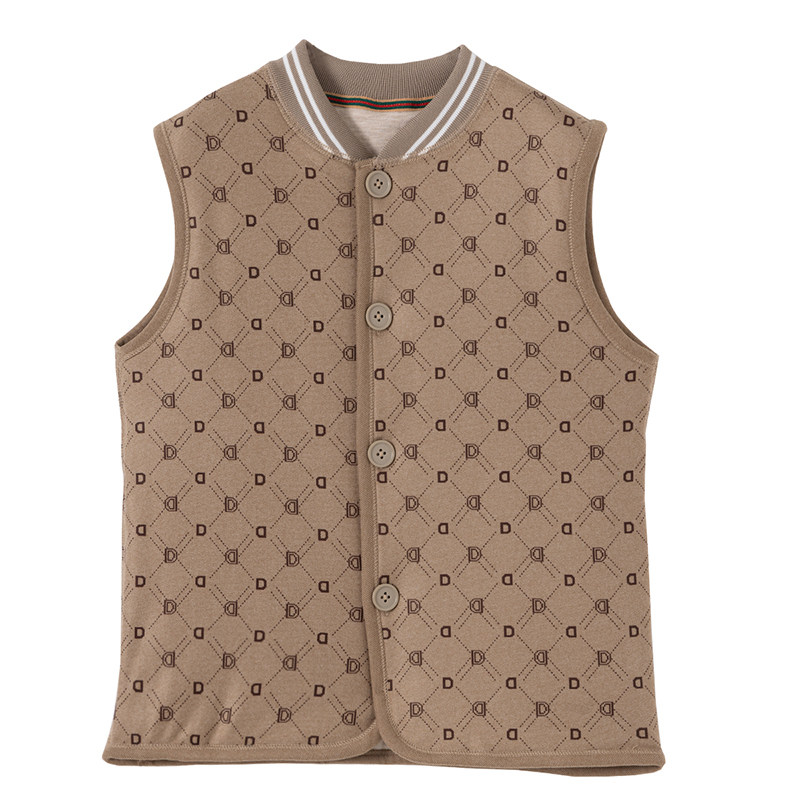 顶瓜瓜男童暖绒夹棉保暖马甲开衫儿童冬校服神器格仔棒球服领背心