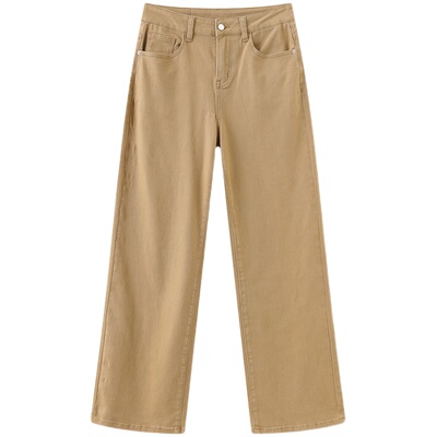 CUBIC高腰直筒绗缝牛仔裤