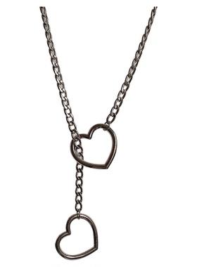 爱心圆形吊坠收紧项圈钛钢长项链