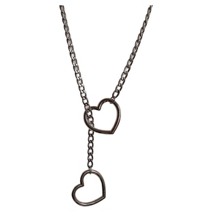 抽拉收紧桃心形朋克金属链条项链滑动个性嘻哈男女情侣锁骨链项圈