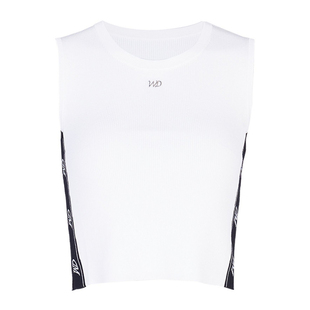 婉甸2026春季新品古瓷白毛织背心黑边撞色修身针织上衣1251G02SX2