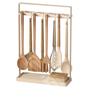 厨房挂勺子铲子抹布置物架台面带沥水厨具套装铲勺收纳架子锅铲架
