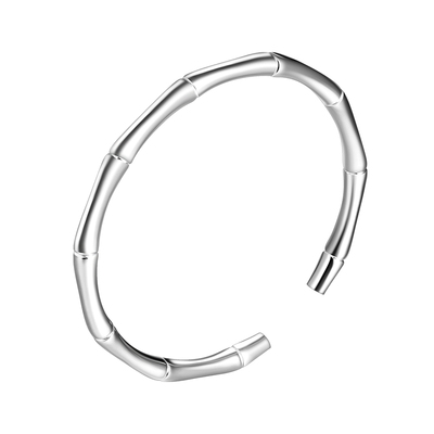 老银匠999足银竹节开口手镯