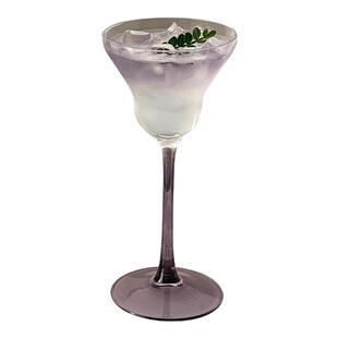 高级感紫色高脚玻璃杯家用轻奢女生创意艺术微醺调酒香槟鸡尾酒杯