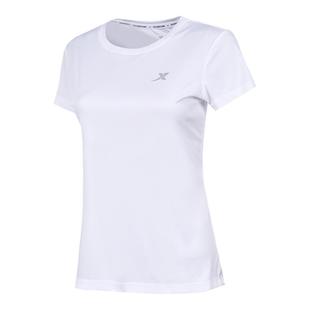 特步速干衣夏季健身运动上衣简约纯色跑步瑜伽健身冰丝短袖t恤女