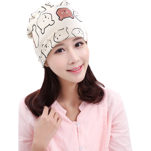 妈妈果产妇坐月子帽子大头围孕妇纯棉吸汗秋产后防风亲子12月份冬