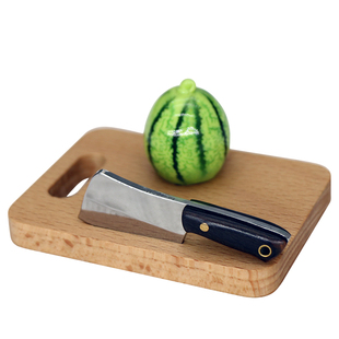 有瓜！可爱迷你菜板手机座 实木砧板西瓜摆件支架 开快递箱小菜刀