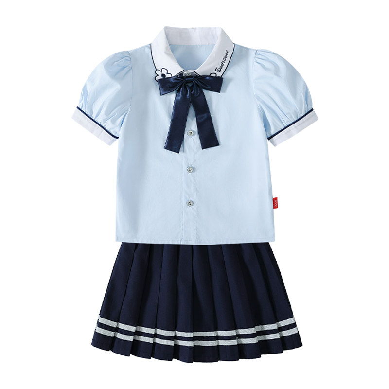 儿童学院风短袖衬衫套装夏季校服幼儿园园服小学生班服幼师老师服
