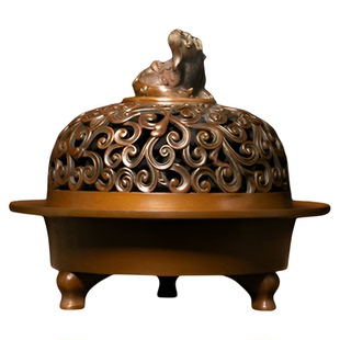 庆松堂苏工铜炉名家胡庆松制三足螭龙钮熏炉紫铜复古炉室内熏香炉