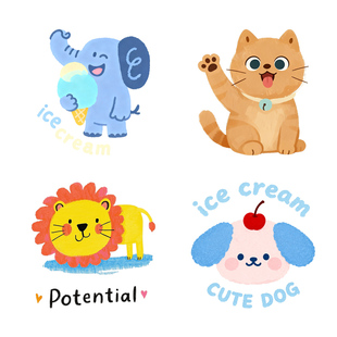 迷你娃衣烫画热转印烫画A4胶印宇航员猫咪可爱卡通儿童服装印花