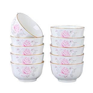 碗家用2026新款金边欧式清新饭碗面陶瓷碗盘碗碟套装餐具5寸小碗