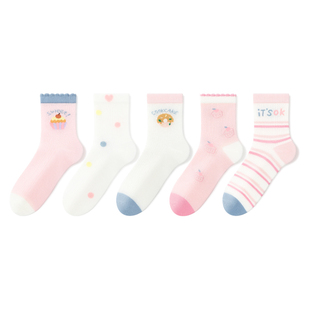 尼多熊女童袜子夏季薄款棉袜a类儿童抗菌袜中大童学生无骨春夏袜