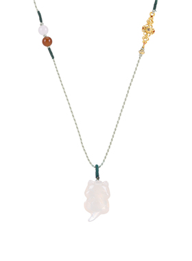 珞石玉髓仓鼠吊坠可调绳项链情侣