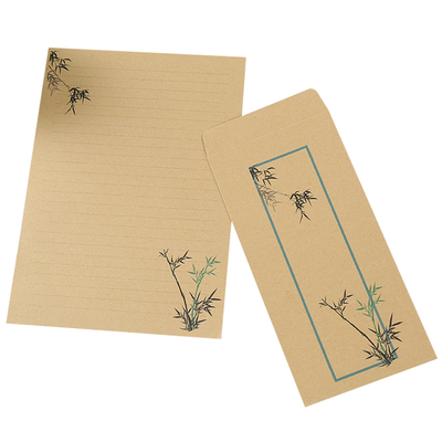 8款中国风文艺牛皮纸信封信纸套装 复古手礼家书信笺包邮可定制