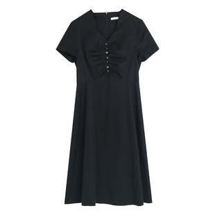 solighter法式气质天丝棉连衣裙2025早春新款气质温柔收腰裙子