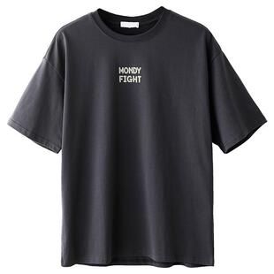 纯棉短袖T恤男士夏季圆领宽松字母印花上衣运动休闲套装短裤男款