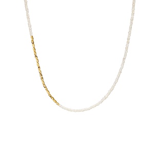 EGO ACC法国小众设计金珠拼接小米粒珍珠项链轻奢精致温柔锁骨链