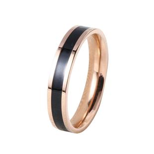 时尚玫瑰金窄版网红黑白陶瓷戒指 男女情侣指环对戒尾戒食指饰品