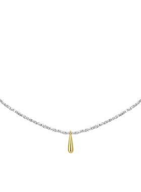 925纯银碎银金色水滴项链