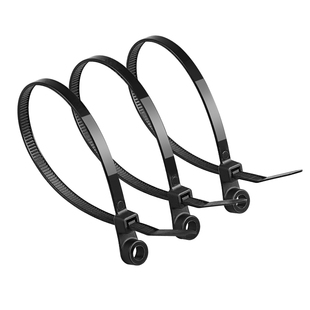 螺丝圆孔黑色尼龙扎带5*200mm 固定头式塑料卡扣束线捆绑固定扎绳