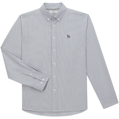 【挺括牛津纺】Hazzys哈吉斯秋季男士净色商务衬衣长袖棉质衬衫潮