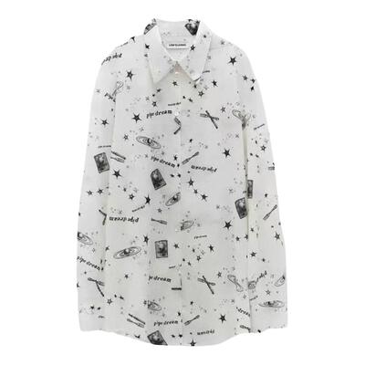 low classic LOOKNOW26春季新品白色花纹长袖衬衫