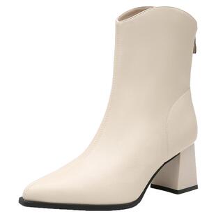 大东加绒切尔西瘦瘦靴女靴2026新款冬季法式小裸靴粗跟巨好看短靴