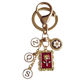 定制字母复古风巴洛克风玫瑰花珍珠爱心钥匙扣包包挂件少女小挂饰