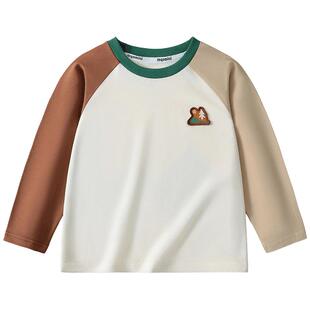 MQDmini童装男童长袖t恤2026新款春装儿童圆领春季宝宝上衣服短袖