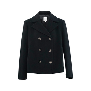 HONRN/红人短款双排扣山羊绒羊毛呢子大衣外套女秋冬HI55OD084