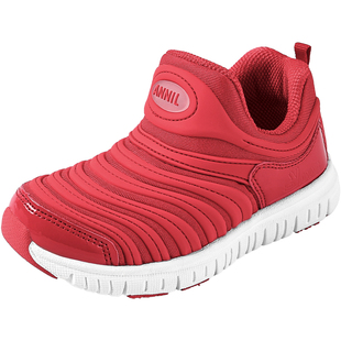马年限定|安奈儿红色鞋子男童毛毛虫鞋一脚蹬儿童运动鞋女童春鞋