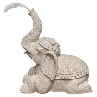 创意喷水大象雕塑摆件庭院水池鱼池装饰品太阳能循环流水景观摆设