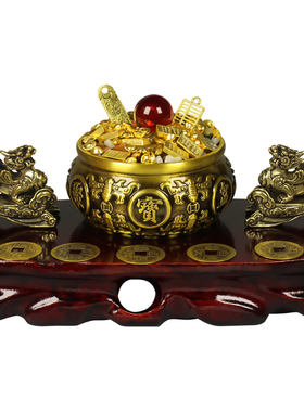 中式复古聚宝盆聚财纳福摆件
