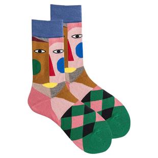 Twnn Socks抽象系列全棉情侣款男女潮流个性袜子街头创意中筒袜